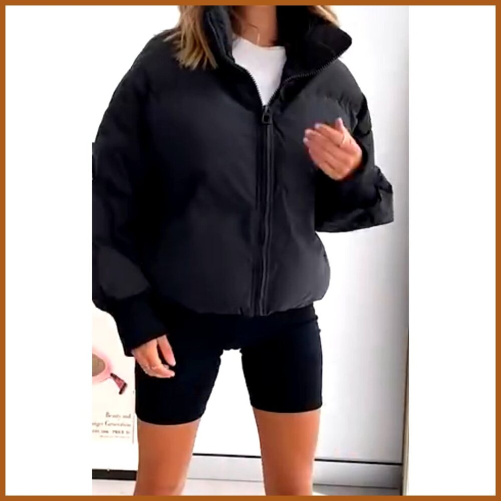 Cropped Puffer Jacket Waterproof Polyester Quilte… - image 7